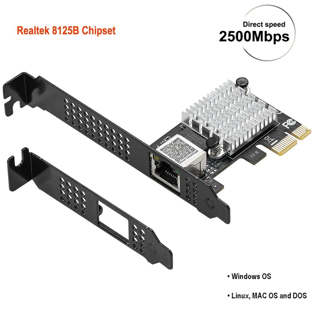 IOCREST-2.5GBase-T ⰡƮ Ʈũ , 1 Ʈ 2500Mbps PCIe 2.5g ̴ ī RJ45 LAN Ʈѷ ī RTL8125B Ĩ